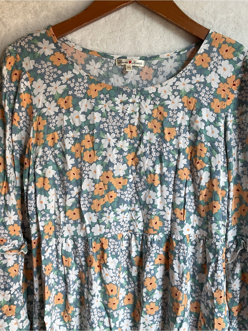 Floral Long Sleeve Dress Womens Medium Colorful Cottagecore Prairie Boho